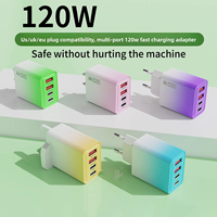 Chargeur mural rapide QC3.0 PD 120W USB-C multi-ports en différentes couleurs pour la vente en gros