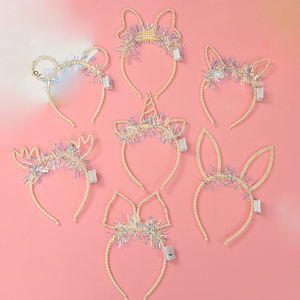 Fascia con perla di peluche con luci lampeggianti orecchie da coniglietto per festa festa festa festa feste di primavera decorazioni natalizie di pasqua - Product Image 6