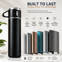 Ensemble de gourdes isothermes en acier inoxydable avec logo personnalisé |   Coffret cadeau : Bouteille d'eau isotherme 500 ml et 2 gobelets |   Souvenir d'événement professionnel