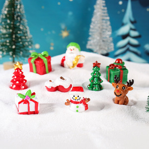 Juego de adornos navideños en miniatura de resina, mini muñeco de nieve, reno, decoraciones para árbol, para decoración navideña DIY, 8 piezas - Product Image 2