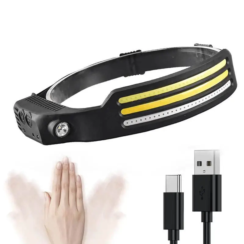 Mini Waterproof Motion Sensor head flashlight 5W USB Rechargeable Top Running COB Light Bar Hunting LED Headlamp