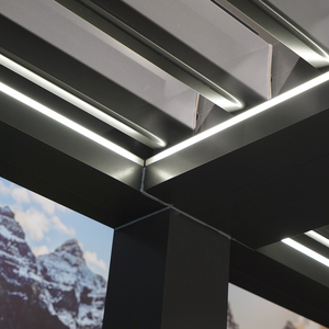 Pergola bioclimatique certifiée CE avec toit en aluminium à lames motorisées, gris foncé, LED en option pour pavillon <span class=keywords><strong>de</strong></span> <span class=keywords><strong>jardin</strong></span> - Product Image 6