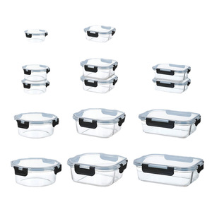 Recipiente de vidrio de borosilicato alto para almacenamiento de alimentos, rectangular, con tapa de clip, resistente al calor, para viaje. - Product Image 5
