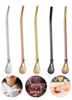Ensemble de pailles à yerba mate en acier inoxydable, bombilla, filtre réutilisable, cuillère à boire, paille avec brosse de nettoyage pour thé en feuilles
