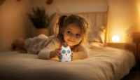 Haut-parleur sans fil portable en forme de hibou de dessin animé, apaisant sensoriel, cadeau pour nouveau-né, pour le développement visuel et auditif, machine à bruit blanc