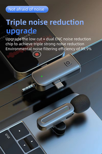 Micrófono de Solapa Inalámbrico 3 en 1 SX26 con Interfaz para Cámara, <span class=keywords><strong>PC</strong></span> y Teléfono, con Carga Durante el Uso, para Entrevistas en Vivo - Product Image 2