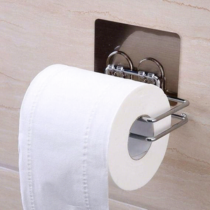 Porte-papier toilette mural moderne en acier inoxydable 304, sans perçage, rectangulaire - Product Image 3