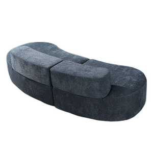 Sofá moderno de tela relleno de esponja para varias personas, sofá curvo combinable utilizado en salones, áreas de recepción, salones de belleza - Product Image 2