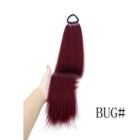 Queue de cheval longue et droite en fibre synthétique de 24 pouces, à clipser, avec bandeau enveloppant, extensions de cheveux, postiche pour femmes blanches
