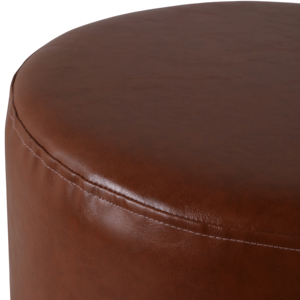 Pouf ottoman rond moderne en similicuir marron avec pieds en bois, repose-pieds, tabouret, meuble de décoration pour chambre et salon - Product Image 6