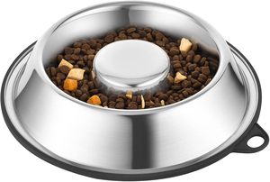 Produit le plus vendu : Gamelle pour chien à alimentation lente, avec fond en silicone antidérapant, en acier inoxydable, logo personnalisé - Product Image 1