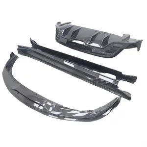 PK style carbon fiber front lip rear diffuser side skirt mirror cover body kit for the Porsche Taycan