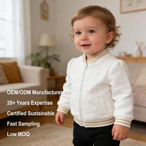 Chaqueta con Cierre para Bebé Personalizada, Chaqueta Bomber de Algodón Jacquard para Niños Pequeños, Chaqueta Tipo Cárdigan para Bebés, Chaqueta para Bebé de Marca Privada - Product Image 1