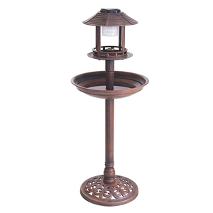 Décoration de jardin multifonctions, socle pour oiseau, mangeoire avec lumière solaire, pour hôtel - Product Image 5