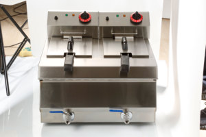 Friteuse électrique professionnelle à double cuve, friteuse de table avec drain d'huile pour restaurant, cuisine, camion de restauration, équipement de traiteur - Product Image 5