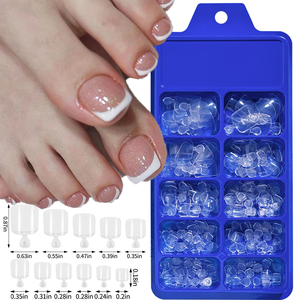 100 Pièces/Boîte <span class=keywords><strong>Faux</strong></span> Ongles d'Orteils Couvrants Blanc Transparent à Coller, Embouts d'Art d'Ongles <span class=keywords><strong>de</strong></span> Pieds Artificiels en Acrylique, Outils <span class=keywords><strong>de</strong></span> Manucure - Product Image 1