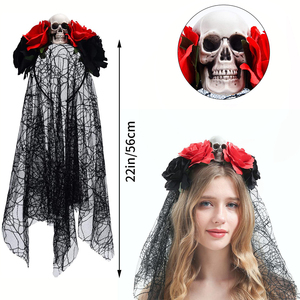 HC300 Mexicain Jour des Morts Coiffes Halloween Voile Bandeau avec Horrible Crâne pour Femmes Filles Halloween Cheveux Cerceaux - Product Image 1