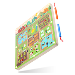 Bambini Famiglia Gioco <span class=keywords><strong>Da</strong></span> <span class=keywords><strong>Tavolo</strong></span> Giocattoli <span class=keywords><strong>Educativi</strong></span> Fattoria Scena Magnetico Perline di Legno Gioco del Labirinto - Product Image 4