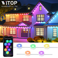 Guirlandes lumineuses de Noël extérieures permanentes intelligentes WIFI RGBIC 15m 30m IP68 WS2811, contrôle vocal par application, intensité variable, garantie 2 ans