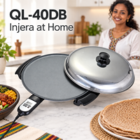 Machine à Injera Électrique Antiadhésive de 18 Pouces, Plaque à Crêpes Numérique Mogogo pour la Cuisine Éthiopienne à Domicile