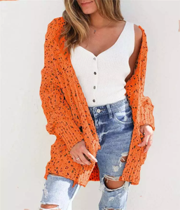 <span class=keywords><strong>Pull</strong></span> cardigan en tricot à manches longues avec confettis pour femmes, vêtements de boutique - Product Image 4