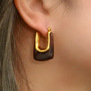Stainless Steel Acrylic Earrings Wholesale Jewelry Custom Acrylic Hoop Earrings U Shape Hoop Resin Earrings Acrylic for Women