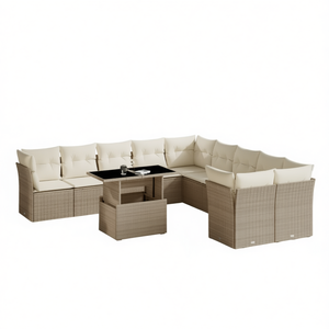 Ensemble de canapés de jardin en rotin beige 8 places, mobilier d'extérieur résistant aux intempéries, design contemporain - Product Image 1