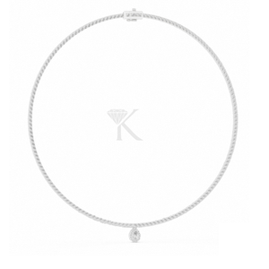 Pear Drop Diamond Tennis <b>Necklace</b> 14K <b>Solid</b> Gold Teardrop Halo Pendant Lab Grown Round Brilliant Bridal Fine Jewelry - Product Image 4