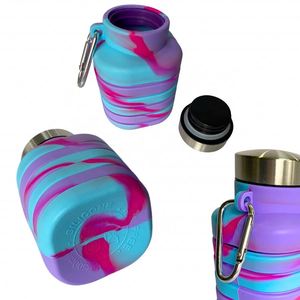 Bouteille d'eau de voyage pliable en silicone 500 ml avec forme carrée en acier inoxydable, anti-fuite, légère et portable pour la randonnée - Product Image 4