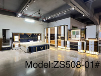 Ensemble Lit King Size Cadre en Bois Design Moderne Tête de Lit Éclairée Meubles de Chambre Double de Maître Maison Grand Luxe