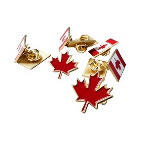 Venta al por mayor de insignias de solapa baratas con la bandera de Canadá, broches nacionales de metal esmaltado personalizados - Product Image 1