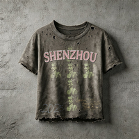 T-shirts d'été épais coupe ample pour hommes, style streetwear, avec impression graphique personnalisée, effet vintage délavé et vieilli, pour fabricants