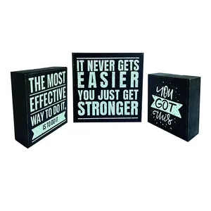 3 Pcs Motivational Quote Wooden Signs Home Office Desk Rustic Wooden Decor