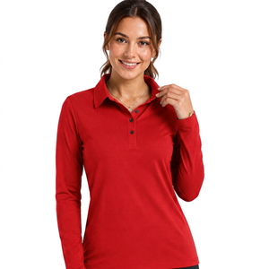 Camisa de Golf Personalizada para Mujer, Manga Larga, Cierre de Cremallera, Polo Ligero, Transpirable, Elástico, Ropa Deportiva al por Mayor, Ropa de Tenis - Product Image 6