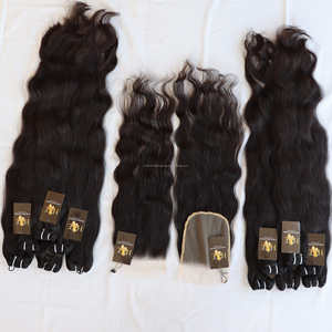 Mèches de cheveux humains, cheveux humains, lisses, ondulés, bouclés, avec Lace Closure, 100% vison - Product Image 1
