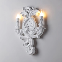 Simig Lighting Midcentury Luxury Baroque Style Cone Plâtre blanc Ekena Plâtre Applique murale