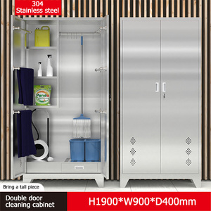 Cina miglior armadietto per la pulizia in acciaio inox per uso domestico balcone armadietto sanitario esterno scopa strumento per la pulizia organizzatore - Product Image 3