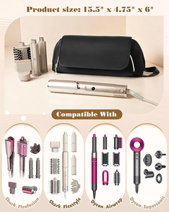 Organisateur d'outils capillaires classique de luxe en néoprène avec fermeture éclair, plusieurs poches, sac de voyage résistant à l'eau et tapis résistant à la chaleur - Product Image 4