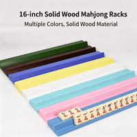 Supports de tuiles de mahjong américaines en bois massif de luxe de 16 pouces, lot de 4 supports multicolores avec poussoirs, durables et portables pour le divertissement
