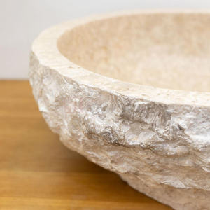 Newstar moderno naturale travertino intagliato lungo bagno ovale bagno bagno lavabo lavabo lavabo in marmo lavabo - Product Image 3