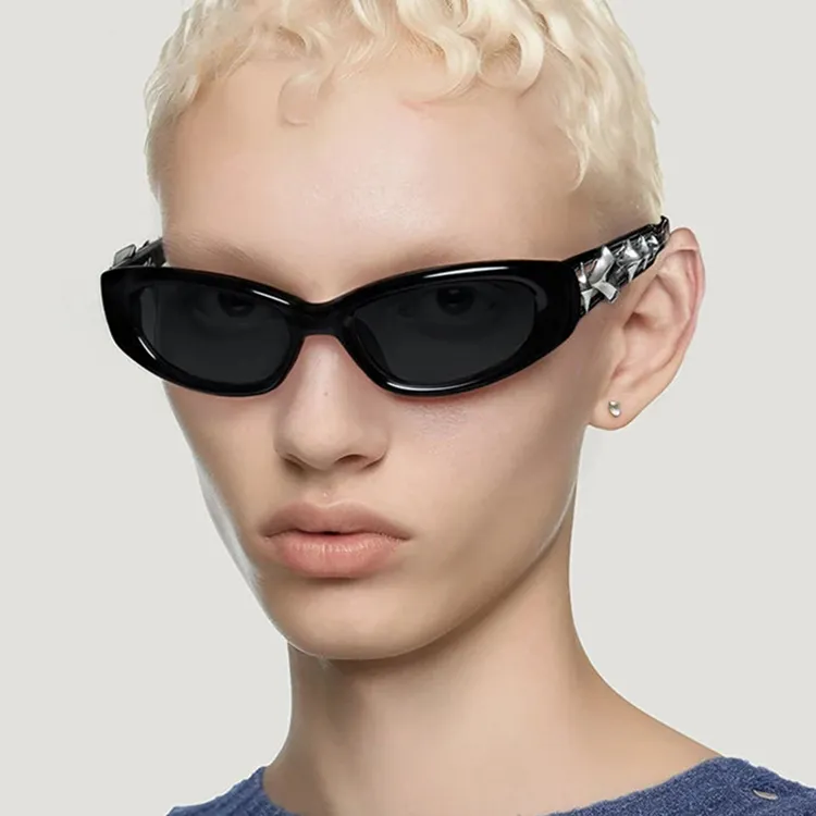 2024 yeni Trendy dört yıldız Rave gözlük güneş gözlüğü moda küçük çerçeve ünlü popüler Shades Sunglass kadınlar erkekler için