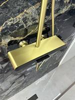 Ensemble pommeau de douche bouton de piano ingénierie moderne pour la maison finition or brossé chaud froid jet de pluie doux en acier inoxydable