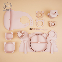Ensemble de vaisselle en silicone pour enfants sans BPA, de qualité alimentaire, cuillère, bol, assiette, tapis de table pour nourrissons, tout-petits, enfants