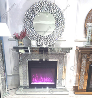 Cheminée électrique à miroir LED pour salon, meubles en diamant concassé