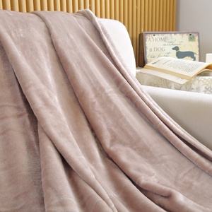 FY vente en gros Queen King Size solide chameau flanelle polaire couverture Logo doux jeter en peluche pliable pelucheux caractéristiques couvertures bon marché - Product Image 5
