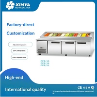 Réfrigérateur de présentation pour pizzas et salades avec éclairage LED, température réglable, 2 portes, pour restaurants, hôtels, cantines, buffets