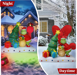 <span class=keywords><strong>Grinch</strong></span> Gonfiabile Natalizio <span class=keywords><strong>di</strong></span> 2,4 Metri con Albero <span class=keywords><strong>di</strong></span> Natale e Sacchi Regalo con Luci LED, Decorazioni Natalizie Gonfiabili per Esterni - Product Image 5
