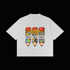 ลายพิมพ์รีดร้อนแบบกำหนดเอง ลาย Teach Love พร้อมกดติดเสื้อยืด - Product Image 2