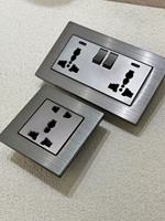 Interruptor de Pared Eléctrico con Marco de Aluminio, 220V 16A, 2 Vías, IP20, Moderno, Estándar EU/UK, con Dimmer y USB Tipo-C