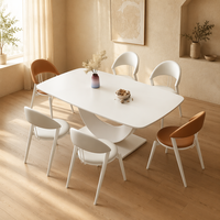 Ensemble de table à manger ronde en acier moderne de luxe avec 6 chaises pour la maison